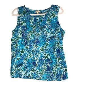 Talbots Womens Tank Top Large Floral Cottage Prairie Romantic Summer Casual